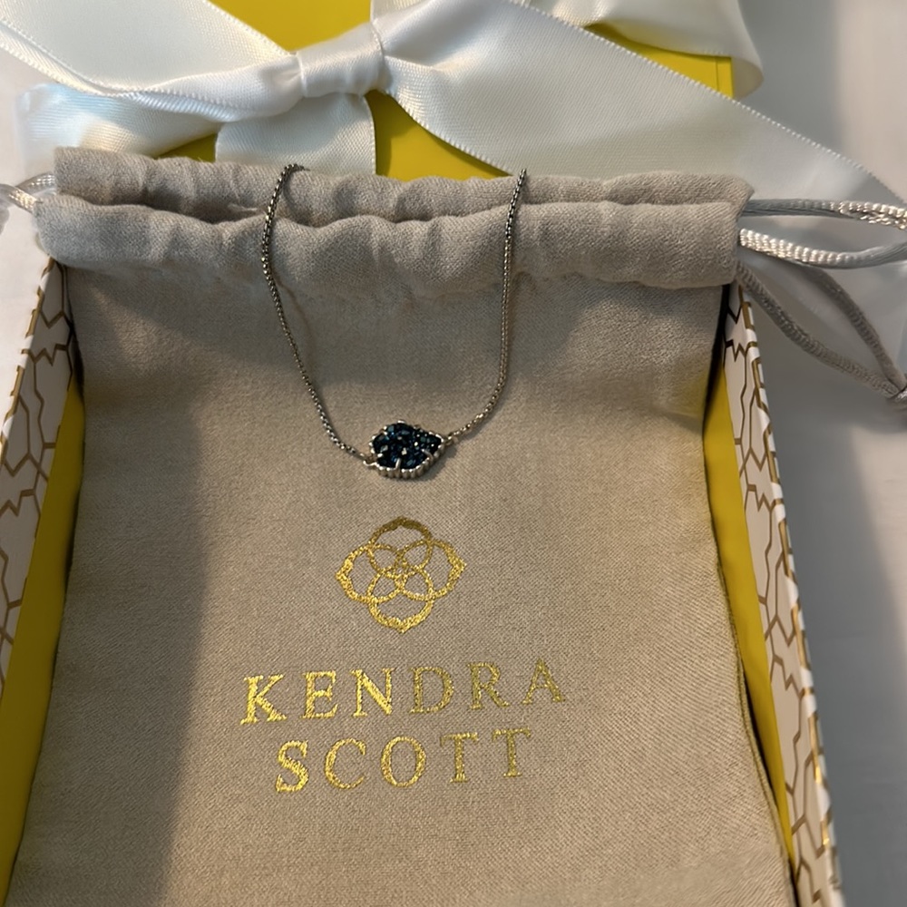 Kendra Scott Theo Silver Chain Adjustable Bracelet in Blue Drusy